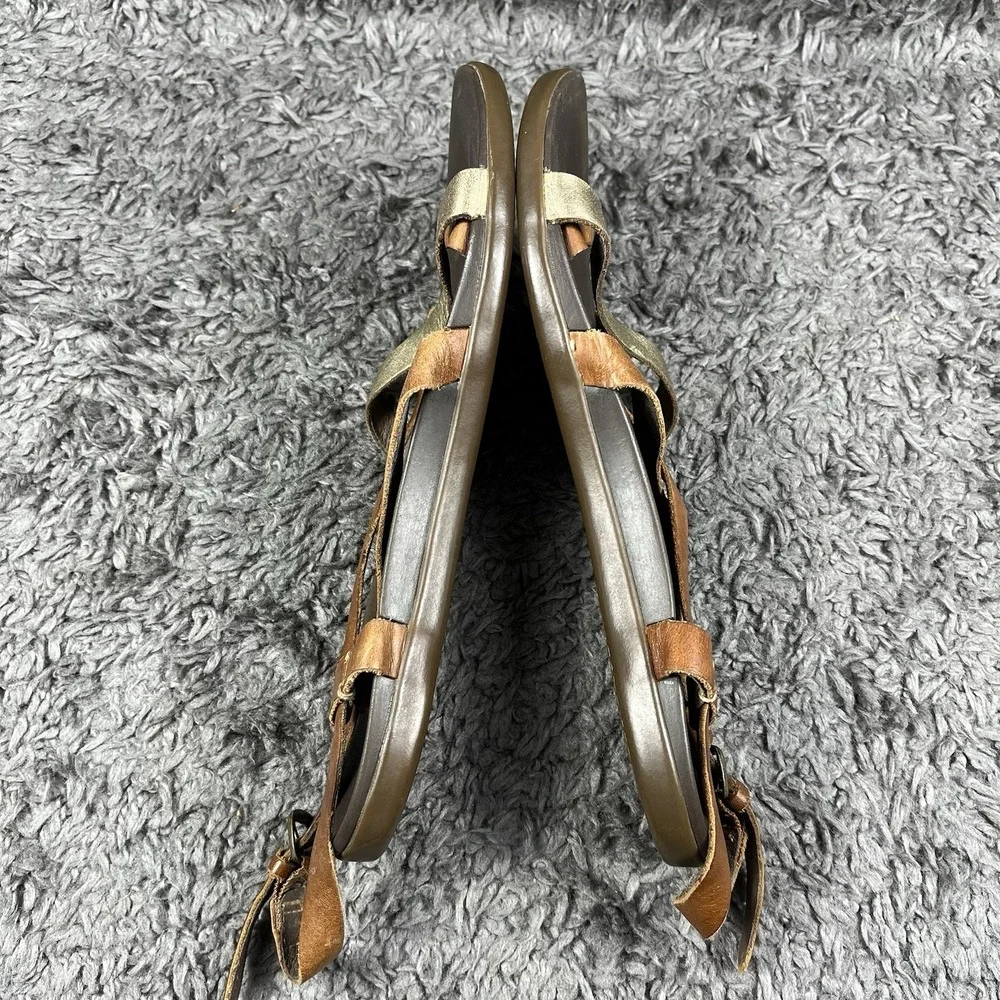 OluKai Upena Strappy Sandals Size 9 Brown Leather Flat Adjustable Ankle Strap